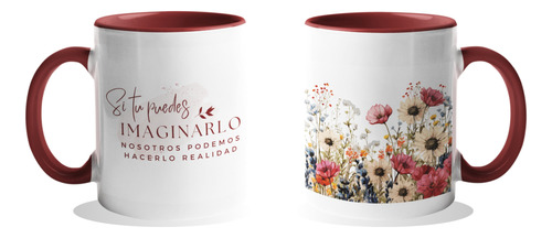 Mug Cerámica Personalizado Blanco/vinotinto