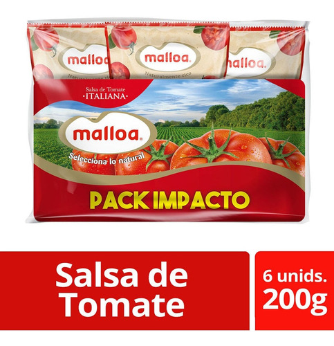 Pack Salsa De Tomate Malloa Italiana 6 Un De 200 G