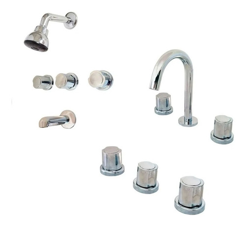 Imagen 4 de 10 de Juego Sanitario Griferías Ferrum Mueble Espejo Vatory Baño