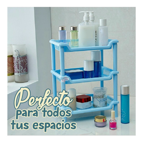 Imagen 4 de 7 de Estante Plastico Organizador 3 Niveles Baño Escritorio Mx-93