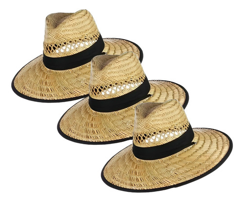 Pack 3 Sombrero De Paja Para El Sol De Playa Gorro Verano 