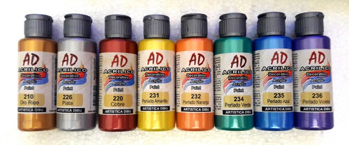 Pintura Acrílico Decorativo Ad De 60ml. 8 Unidades.