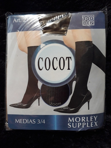 Media 3/4 Morley Supplex! Color Negro, Texturadas. Cocot