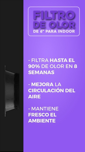 Imagen 4 de 7 de Filtro Olor Indoor Hydra 6 Pulgadas Incluye Carbon Activado
