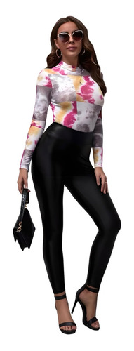 Leggins Moda Elegante Casual Mujer Mallones Cuero Vinipiel