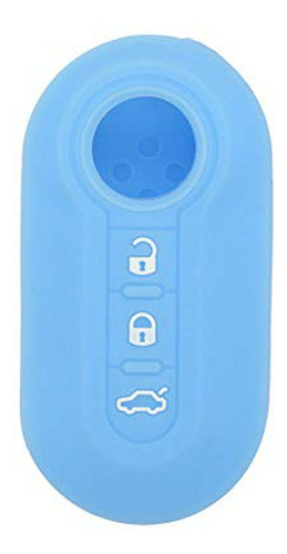 Funda Silicona Para Llave Fiat 3 Botones, Color Azul Claro.