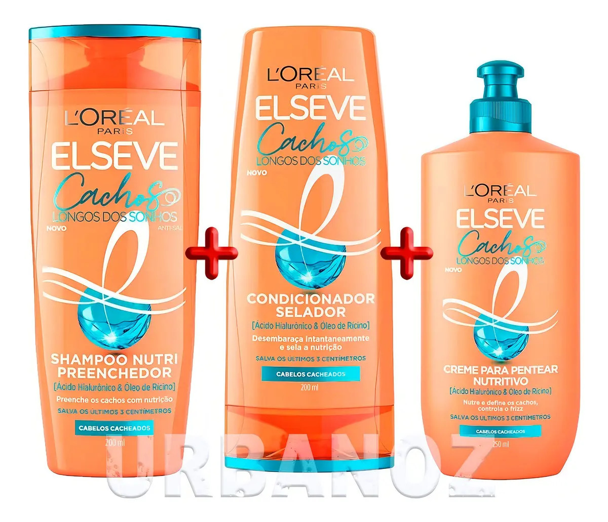 Kit Shampoo+condicionador+creme Para Pentear Cachos Elseve