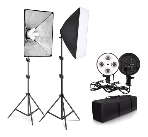 Kit 2 Luz Continua Softbox 50x70 C/ Porta Lamparas Tripode