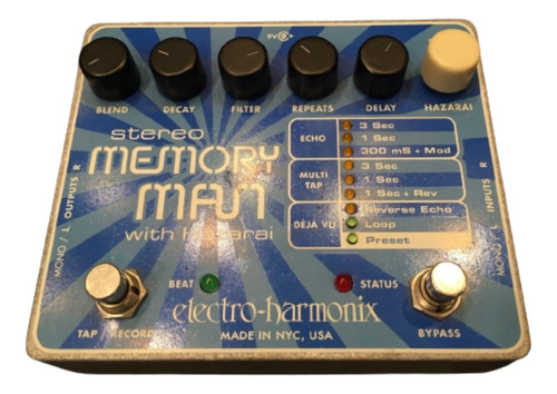 Pedal Efecto Electro Harmonix Stereo Memory Man + 2 Cables