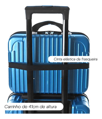 Juego con maleta de viaje y funda de mano de arce, color rosa, azul liso