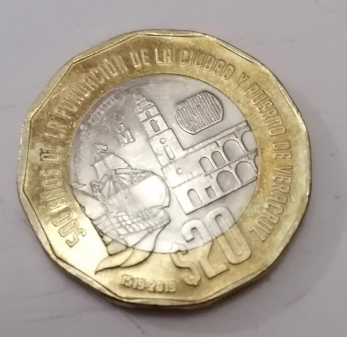 Moneda $20. A 500 Años Fundación De Ciudad Y Puerto Veracruz