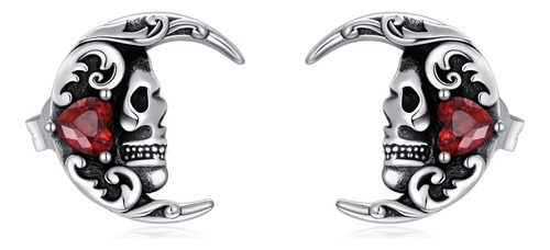 Pendientes De Tuerca De Calavera Gótica De Lelouchy S925