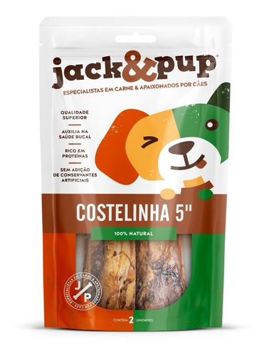 Petisco Snack Jack E Pup Costelinha 5'' Para Cães 2 Un