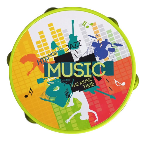 Pandereta Musical Infantil Platillos Metalicos Mediana 17 Cm