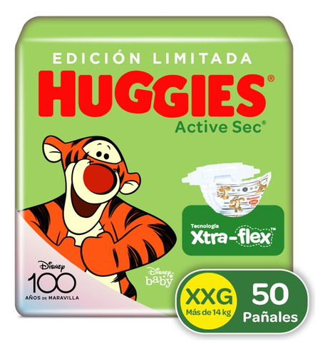 Pañales Huggies Activ Sec 5 50u - Unidad  Género Sin género Tamaño Extra extra grande (XXG)