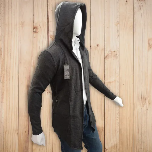 Abrigo Negro Abrigo Largo Con Capucha Hombre Capa Abrigo Suéter