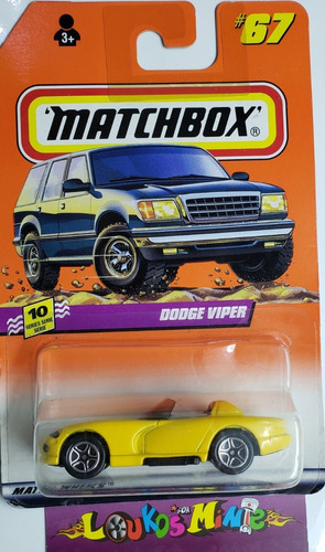 Matchbox  Dodge Viper Amarelo 1998 Série 10 #67 Lacrado 
