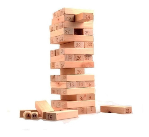 Torre Tipo Jenga Grande Madera Bloques 48pz Dados Juego Mesa