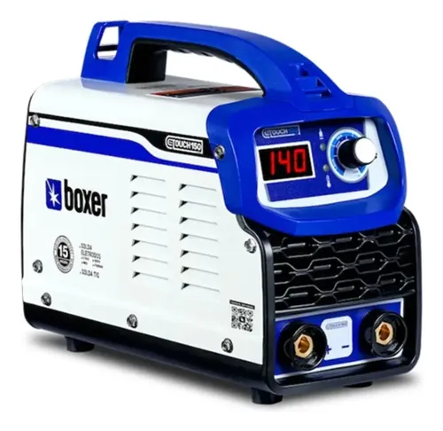 Máquina de solda inversora Boxer Touch 150 BV branca e azul