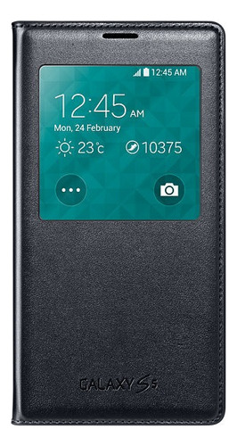 Carcasa Samsung S-View Cover negro con diseño lisa para Samsung Galaxy S5