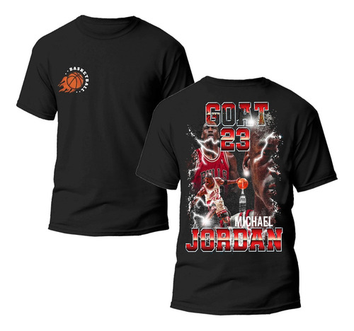 Playera Negra Estampado Mj Nba 100% Algodón 03