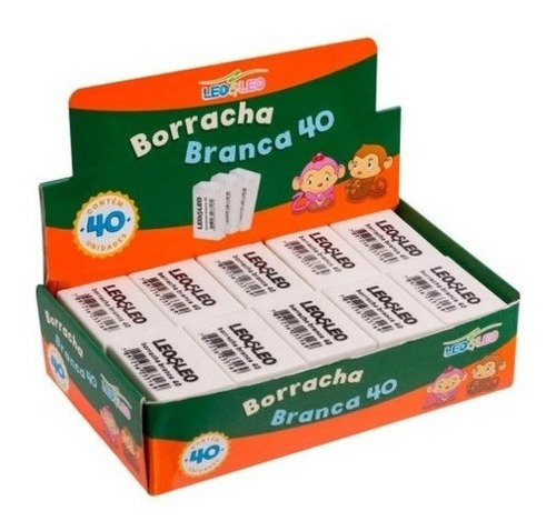 Borracha Branca 40 Escolar - Atacado 40 Unidades