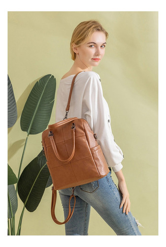 Mochila Antirrobo Impermeable De Cuero Genuino Para Mujer