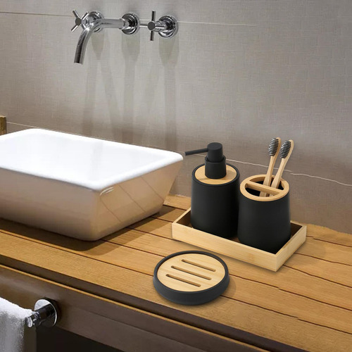 Juego De Accesorios De Baño De 4 Piezas, Juego De Negro