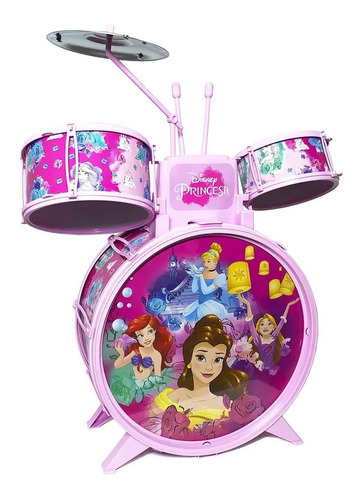 Brinquedo Musical Bateria Infantil Princesas Da Disney Toyng Cor Rosa