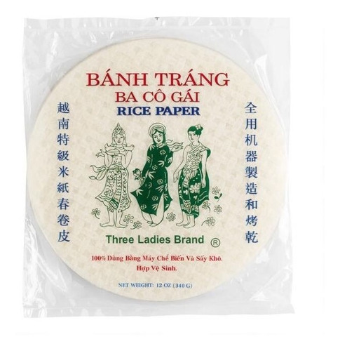 Three Ladies Papel De Arroz Rice Paper Vietnam 25cm340g 25pk
