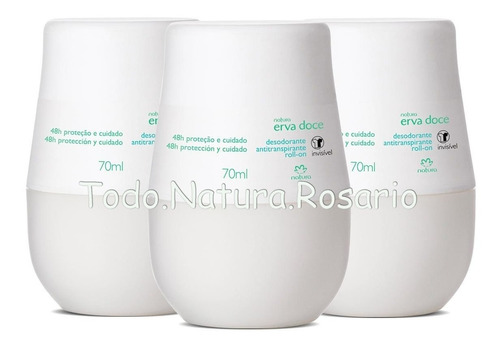 Kit X3 Desodorantes Roll On Erva Doce Todo Natura Rosario