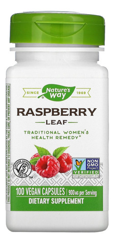 Natures Way Raspberry Leaf Frambuesa Roja 100caps Veganas Sabor Neutro