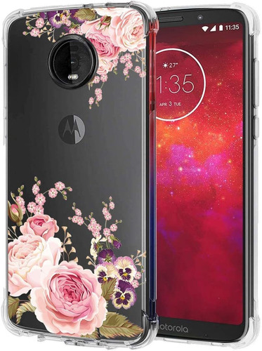 Funda Para Moto Z3 - Transparente / Flores Rosas