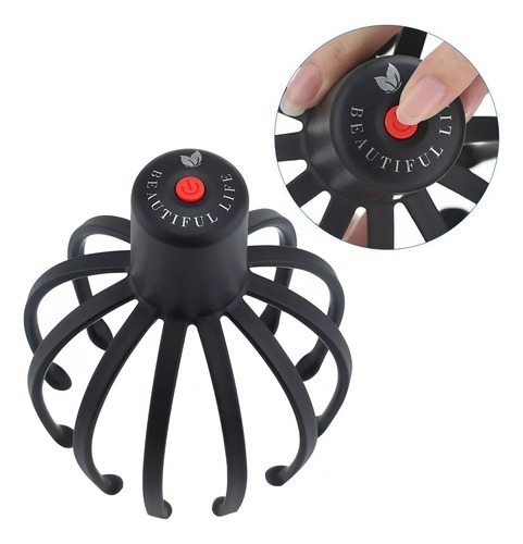 Massageador Elétrico Sem Fio Cabeça Relaxante 3 Velocidades Cor Preto USB
