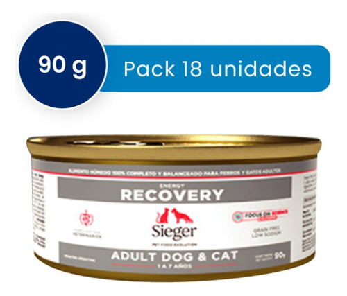 Alimento Sieger Recovery Perros Gatos Lata De 90gr Pack 18un
