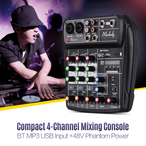 Muslady Ai-4 Tarjeta De Sonido Compacta Consola De Mezclas