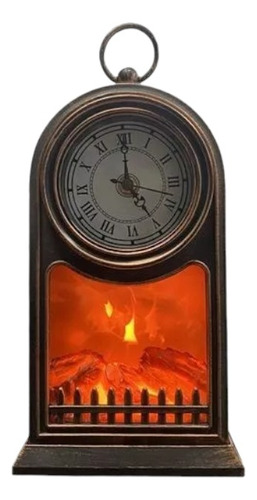 Reloj Con Estufa A Leña Decorativa Efecto Fuego Led