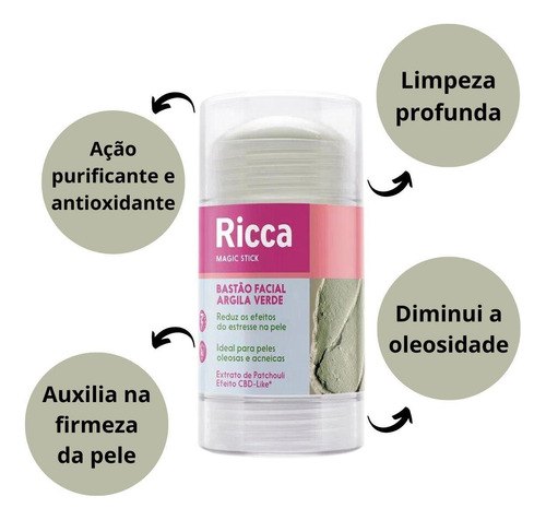 Bastão Facial Ricca Argila Verde 30g Cód.3805