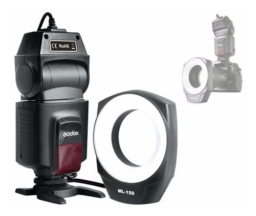 Flash macro circular Canon Nikon Godox Ml-150