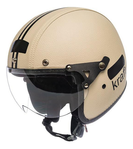 Capacete Old School Kraft Revestido Bege Tamanho 60