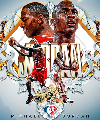 Poster De Michael Jordan Seis Anillos En Blanco