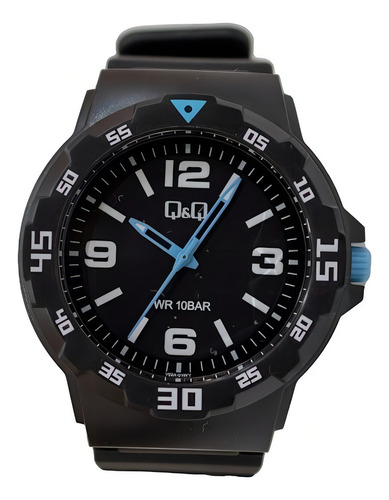 Reloj Hombre Caballero Q&q Deportivo Analogico Color de la correa Negro/Azul