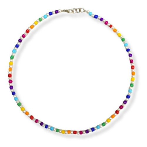 Collar Perlas 4mm Mostacillas De Colores