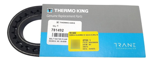 Correia Thermo King Bomba Agua Md300 T600 T800 781492