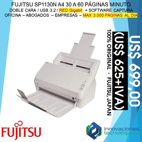 Imagen 1 de 3 de Scanner Escáner Documentos Fujitsu Sp1130n Dúplex 30/60 Ppm