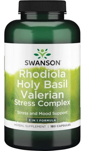Suplemento en cápsula Swanson  Rhodiola Holy Basil Valeriana Stress Complex en frasco 180 un