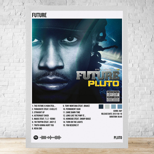 Cuadro Future Pluto 30x40 Con Vidrio Y Marco Madera C350 Blanco Clasico