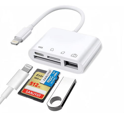 Lector Tarjeta Sd Para iPhone 4 1 Lightning Memoria Tf Carga