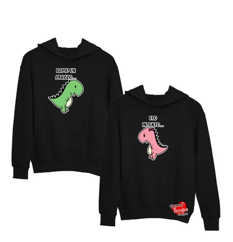 Dúo Sudaderas De Pareja -novios- Dinosaurios Cariñosos