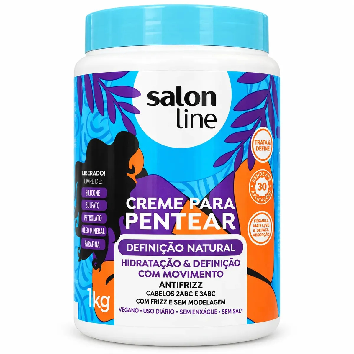 Creme Para Pentear Definição Natural Salon Line Cachos 1kg Creme Hidratação Virtual Cosmeticos